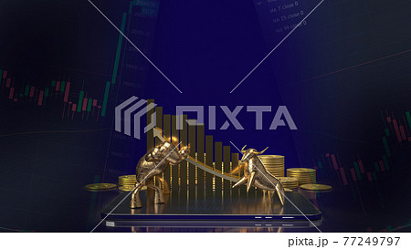 The gold bull and bear for business concept 3d rendering 77249797