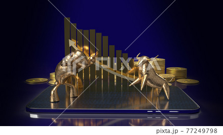 The gold bull and bear for business concept 3d rendering 77249798