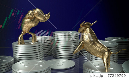 The gold bull and bear for business concept 3d rendering 77249799