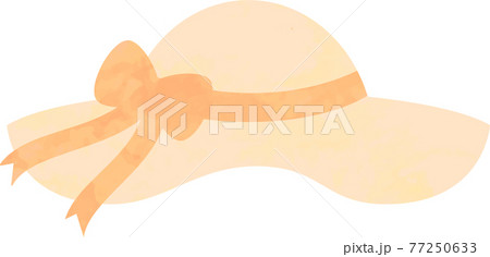 麦わら帽子 オレンジ リボンのイラスト素材 [77250633] - PIXTA