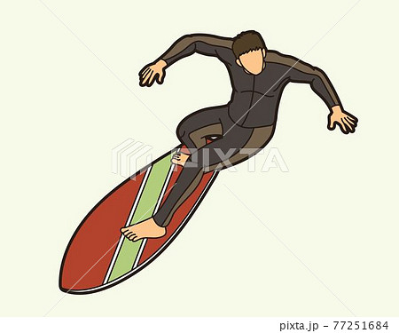 Surfing Sport Male Player Cartoon Graphic Vector 77251684