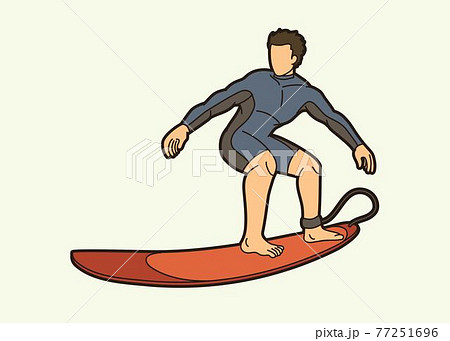 Surfing Sport Male Player Cartoon Graphic Vector 77251696