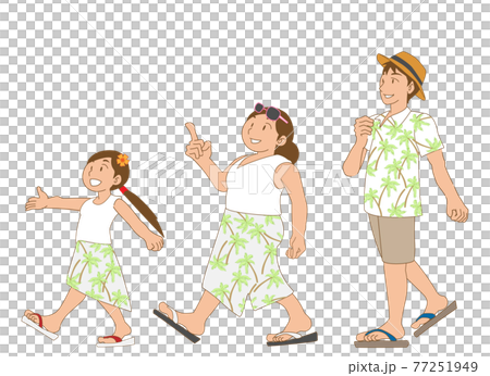 Parents and children enjoying the resort with Hawaiian shirts 77251949