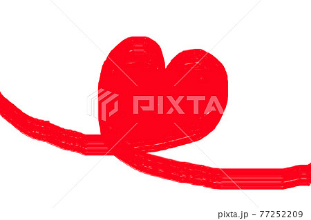 手書きのハート 赤色クレヨンのイラスト素材
