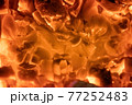 Burning coals in the stove. 77252483