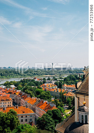 View of National Stadium and old town in Warsaw, Poland View of National Stadium and old town in Warsaw, Poland 77253966