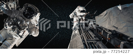 Astronaut spaceman do spacewalk while working for space station Astronaut spaceman do spacewalk while working for space station 77254227