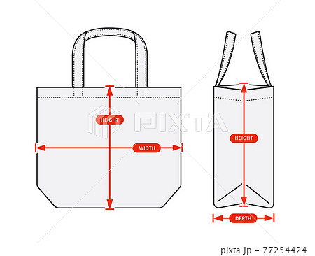 アパレル・ファッションコンテンツ用 サイズ表 ベクターイラスト / トートバッグ 77254424
