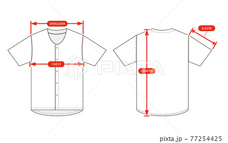 アパレル ファッションコンテンツ用 サイズ表 ベクターイラスト ベースボールシャツのイラスト素材