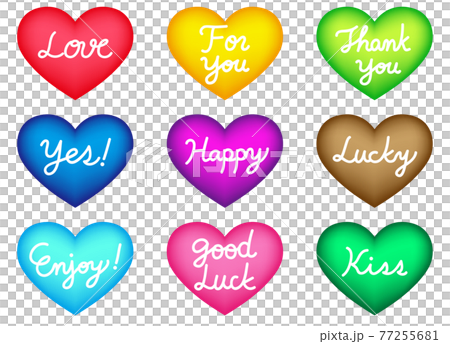9 kinds of messages on 9 colored hearts 9 kinds of messages on 9 colored hearts 77255681