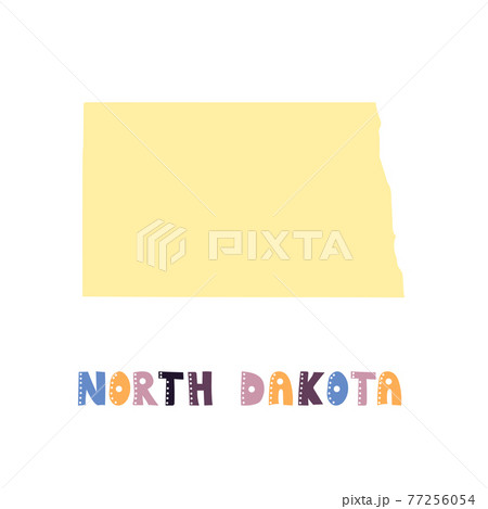 USA collection. Map of North Dakota - yellow silhouette 77256054