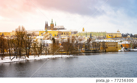 Winter Prague Panoramic Cityscape Winter Prague Panoramic Cityscape 77256300