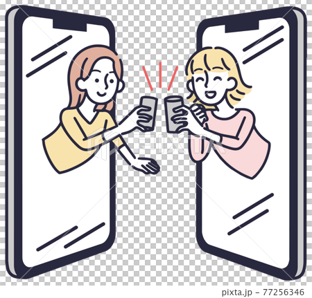 Woman drinking online home illustration 77256346