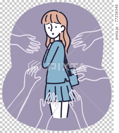 女子高生　ストーカー　シンプルイラスト 77256348