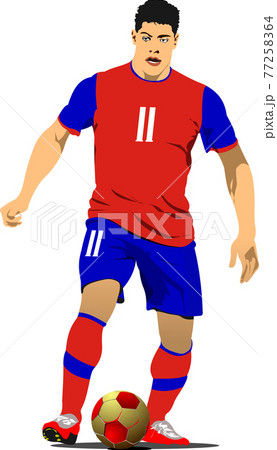 Football (soccer) player. Colored Vector 3d illustration for designers. Football (soccer) player. Colored Vector 3d illustration for designers. 77258364