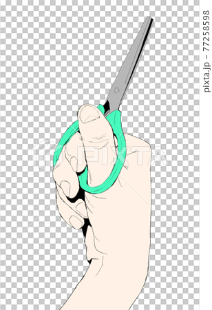 Simple illustration of a realistic hand with scissors 1 77258598