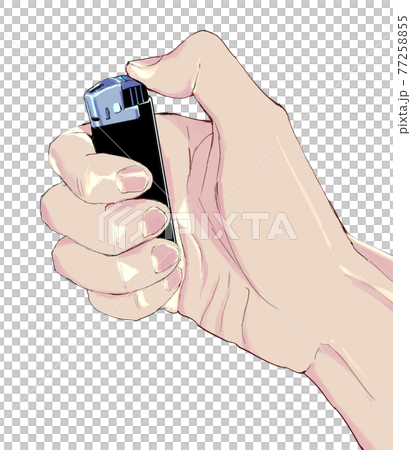 Colorful illustrations of realistic hands lit with a lighter 2 Colorful illustrations of realistic hands lit with a lighter 2 77258855