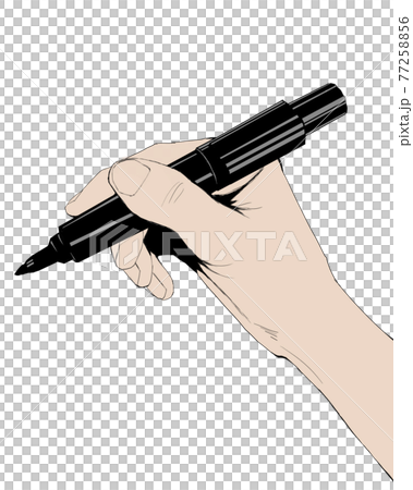 Simple illustration of a realistic hand holding a felt-tip pen 1 Simple illustration of a realistic hand holding a felt-tip pen 1 77258856