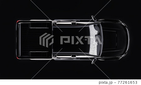Black pickup car on a black background. 3d rendering. 77261653