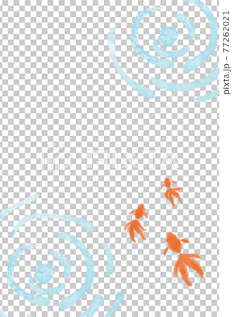 金魚と波紋の暑中見舞いハガキ 印刷用3mm塗り足し ベクター 77262021