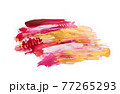 brush strokes with paint on paper. purple and gold 77265293
