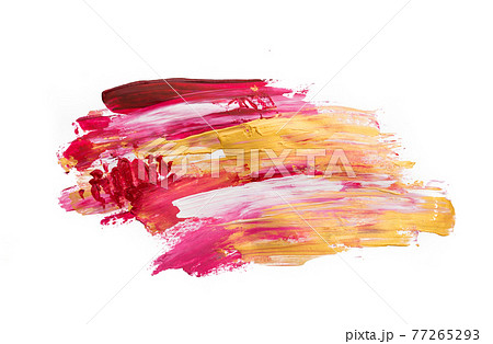 brush strokes with paint on paper. purple and gold 77265293