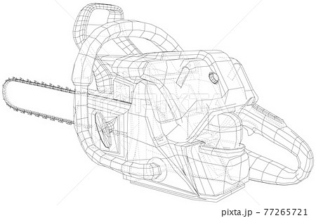 Vector outline chainsaw. Wire-frame. EPS10 format. Vector created of 3d Vector outline chainsaw. Wire-frame. EPS10 format. Vector created of 3d 77265721