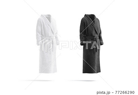 Blank black and white hotel bathrobe mockup set, side view Blank black and white hotel bathrobe mockup set, side view 77266290