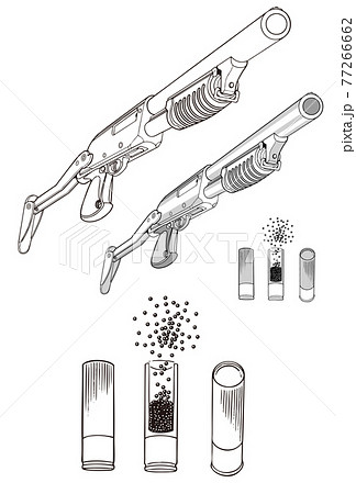 ショットガン ライフル アメリカ 前 シェル のイラスト素材