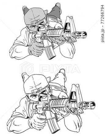 狙撃手（伏せる）前のイラスト素材 [77266794] - PIXTA