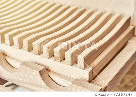 Dishes drying rack made of solid ash timber near plywood cabinet 77267247