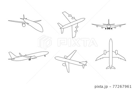 Silhouette of black and white aircraft in the sky, isolated. Vector Illustration Silhouette of black and white aircraft in the sky, isolated. Vector Illustration 77267961