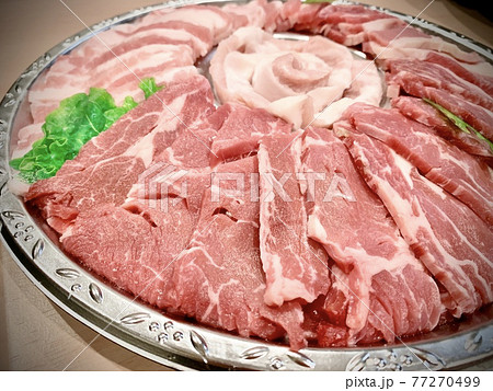写真素材:生肉 焼肉4種セット 写真素材:生肉 焼肉4種セット 77270499