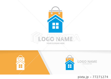 Vector real estate and shop logo combination. House and shopping bag logotype design template. Vector real estate and shop logo combination. House and shopping bag logotype design template. 77271274