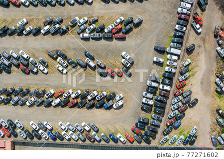 Many used cars parking auction lot terminal parked a rows Many used cars parking auction lot terminal parked a rows 77271602