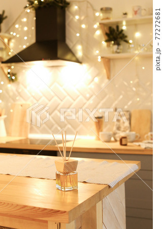 Aromatherapy reed diffuser air freshener on relaxed spa background Aromatherapy reed diffuser air freshener on relaxed spa background 77272681