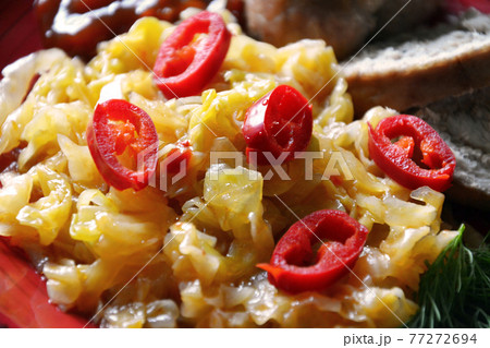 Cabbage side dish with pepper 77272694