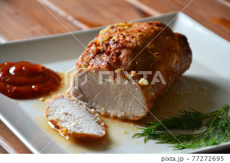 Pork carbonade with spices, sauce and dill 77272695