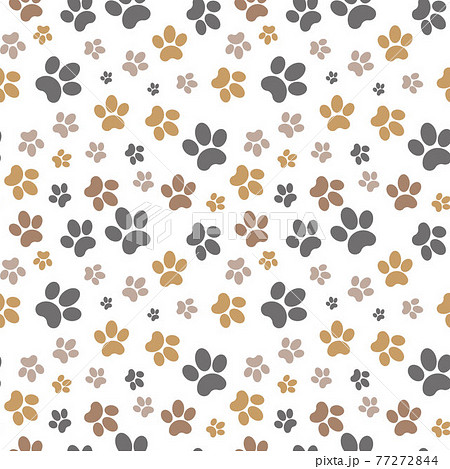 Paws brown seamless gray background, paw pattern, brown vector illustration 77272844