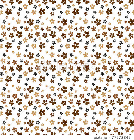 Seamless pet paw pattern background. Dog or cat paw wallpaper illustration footprint. 77272845