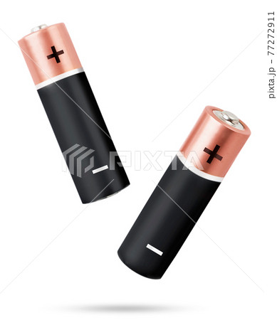 Finger batteries are falling in on a white background. Isolated Finger batteries are falling in on a white background. Isolated 77272911