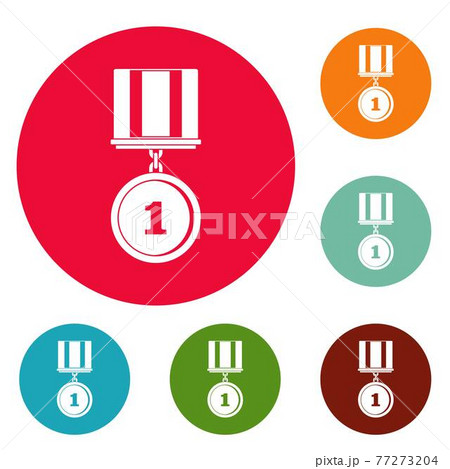 Medal icons circle set vector 77273204