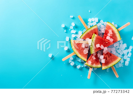 Watermelon slices popsicles  and ice 77273342