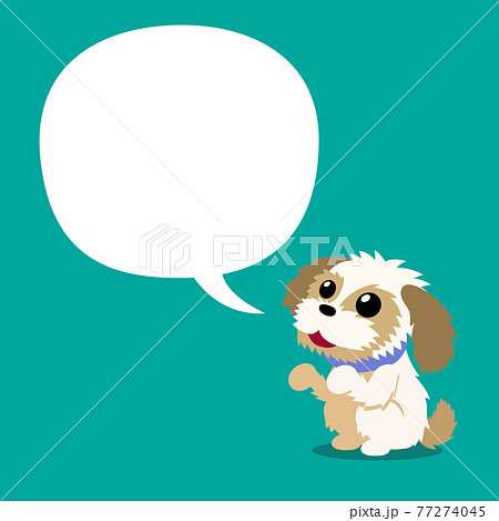 Cartoon Character Shih Tzu Dog With Speech Bubbleのイラスト素材
