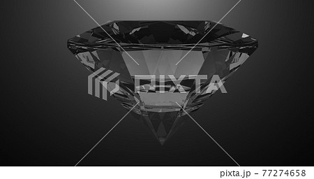 Beautiful large crystal clear shining round cut diamond, rotates against a black mirror isolated background. Close up side view. Seamless loop 4k cg 3D animation 77274658