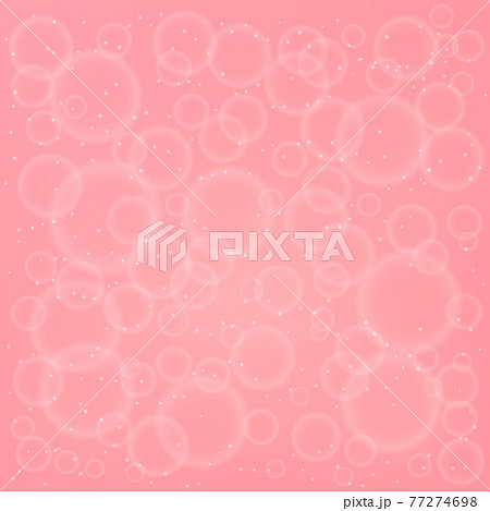 Bokeh on pink background. Bubbles and sparkling particles. Design template for greeting cards. Vector illustration. 77274698