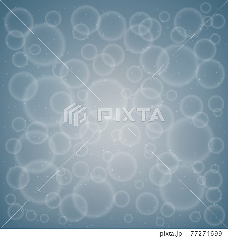 Bokeh on grey background. Neutral background with bubbles and sparkling particles. Design template for your projects. Vector illustration. 77274699