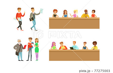 Students Studying at University Set, College and University Education, Students and Professors in Lecture Hall Cartoon Vector Illustration Students Studying at University Set, College and University Education, Students and Professors in Lecture Hall Cartoon Vector Illustration 77275003