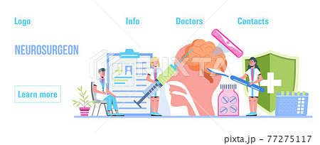 Neurosurgeon concept vector for medical landing page. Neurologist treat brain. Neurology, dementia, Alzheimer metaphor. Multiple sclerosis, mental health illustration. Examination psychiatric Neurosurgeon concept vector for medical landing page. Neurologist treat brain. Neurology, dementia, Alzheimer metaphor. Multiple sclerosis, mental health illustration. Examination psychiatric 77275117