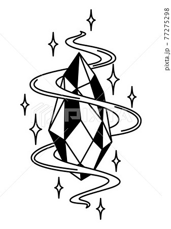 Magic crystal or amulet. Mystic, alchemy, spirituality, tattoo art. 77275298